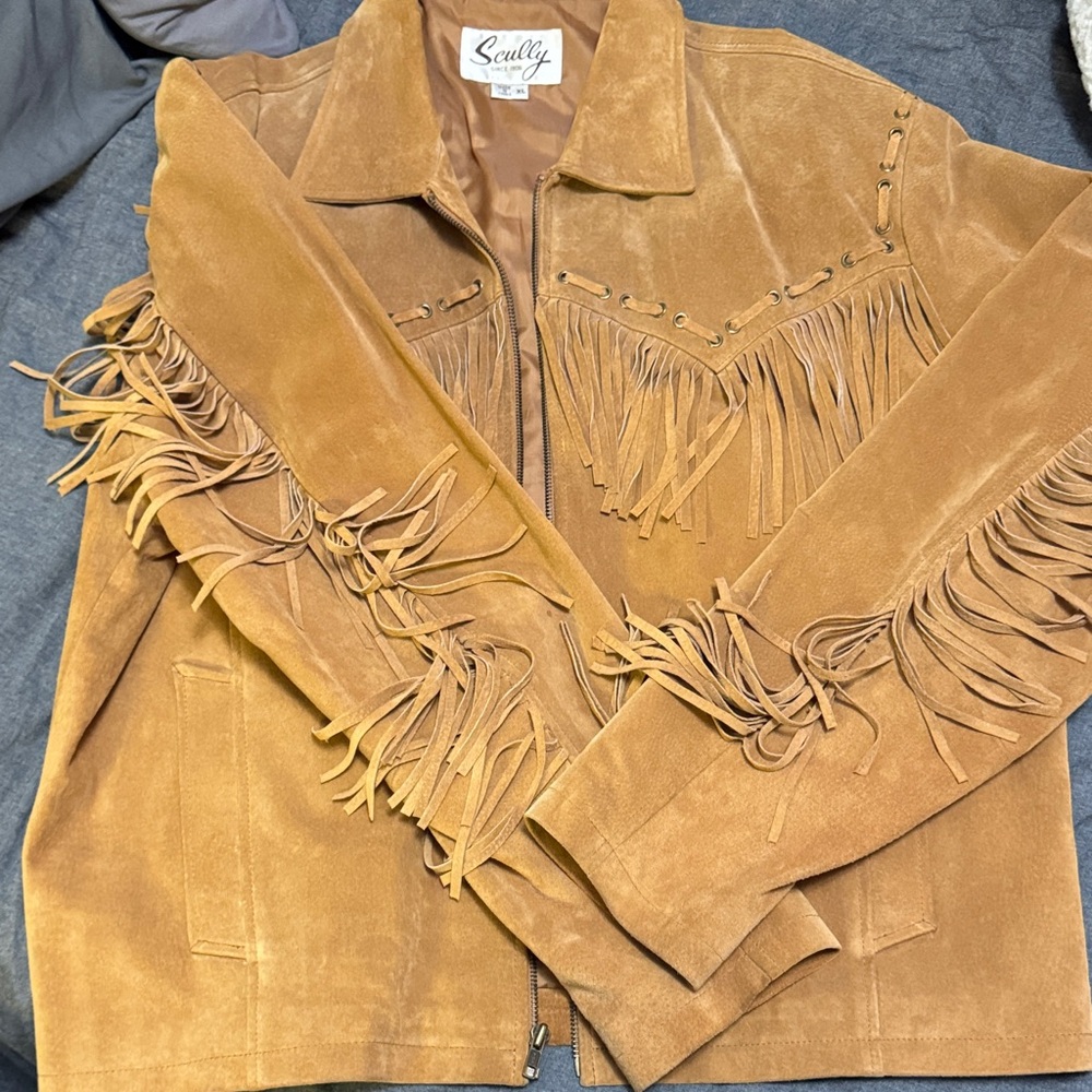 Scully Women's Camel Fringe Leather Jacket